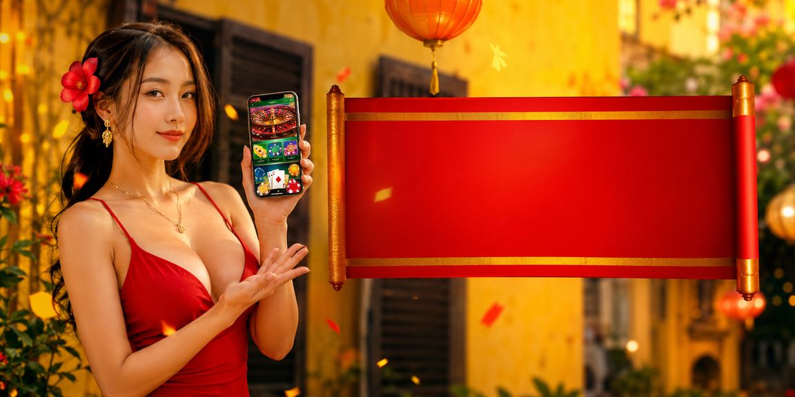 Người dùng Hội An tham gia lễ hội và chơi casino mobile trên điện thoại